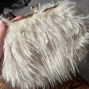 Elegant Cream Faux Fur Clutch